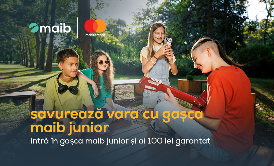 
                                        Savurează vara cu gașca maib junior. Devino client maib junior și primești garantat 100 lei